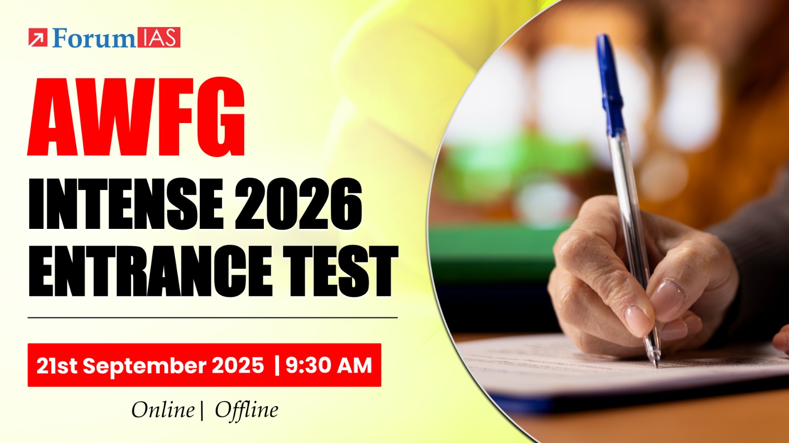 AWFG intense 2026 Entrance Test | 21st Sept. 2025 at 9:30 AM
